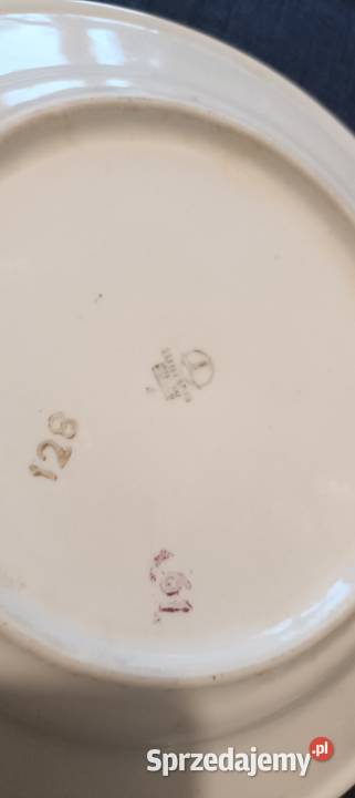 4 Talerze Lubiana Społem PRL logo sztućce mazowieckie