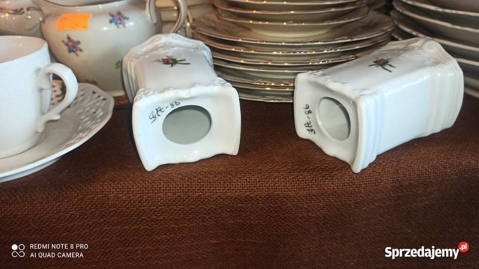 Świecznik Biała porcelana z różyczką Porcelana i szkło Gdańsk