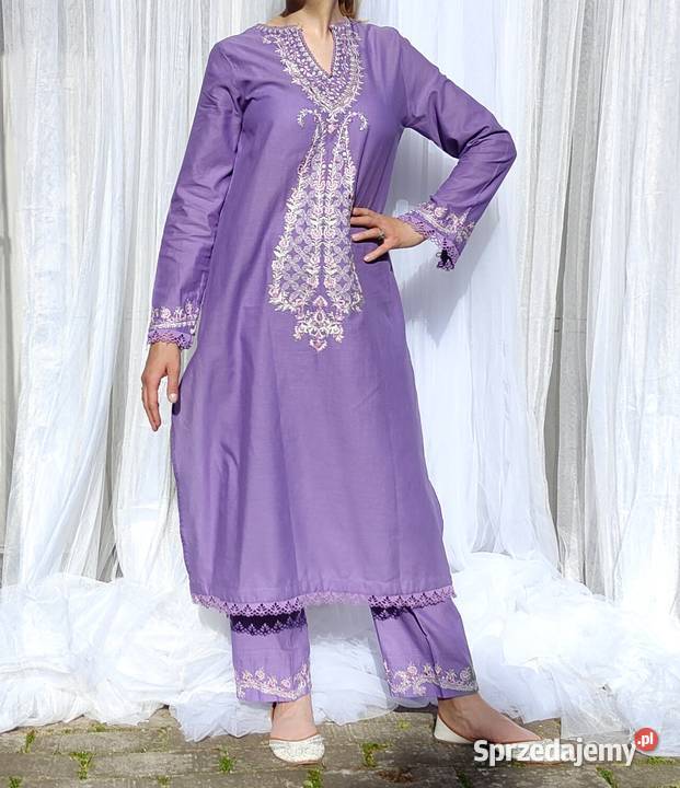Fioletowy komplet orientalny M 38 tunika spodnie Szczecin