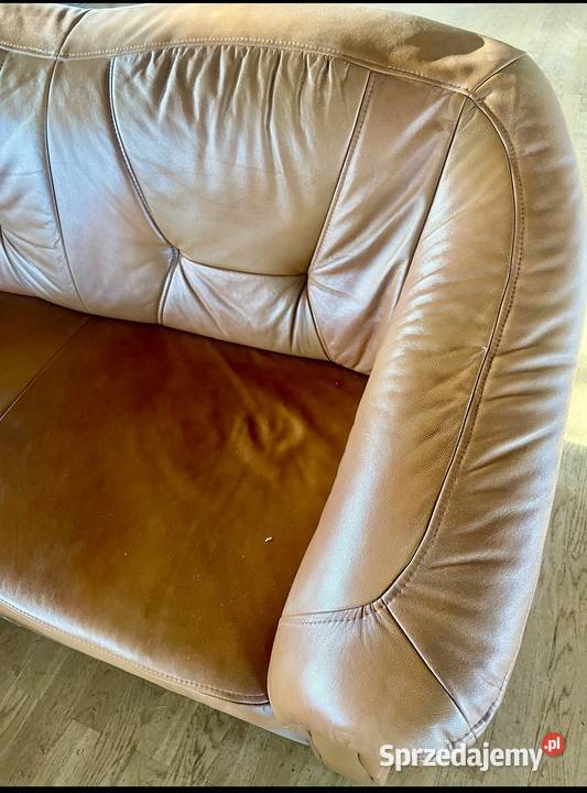 Wygodny narożny wypoczynek skórzany OKAZJA Smogolice