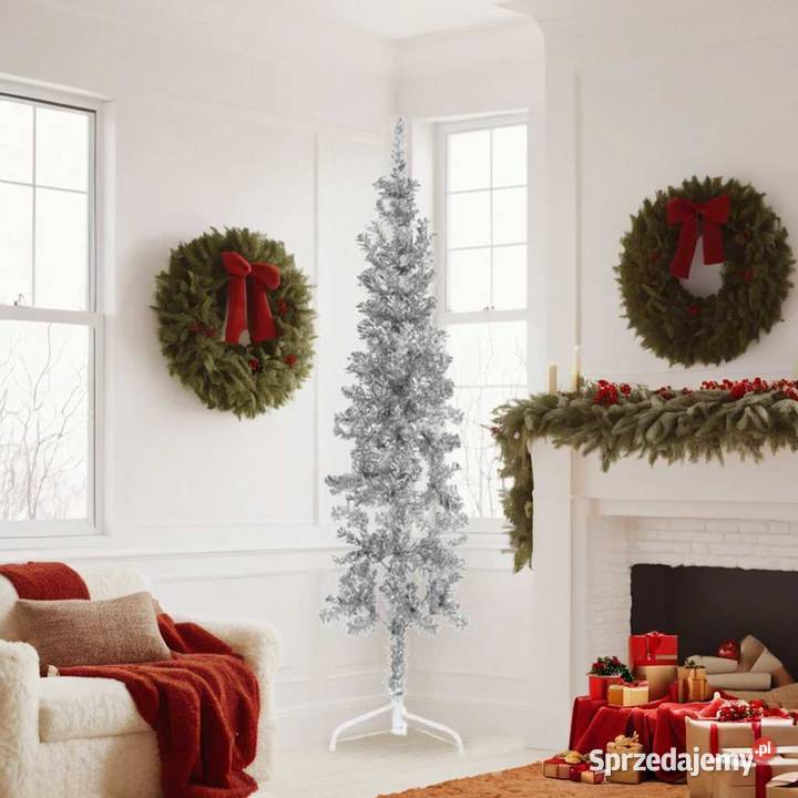 vidaXL Smukła choinka połówka ze stojakiem Warszawa