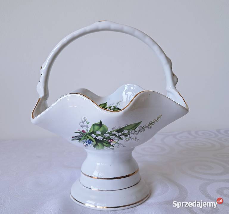 Koszyk porcelanowy CHODZIEŻ konwalie złocenia Strzelce Krajeńskie