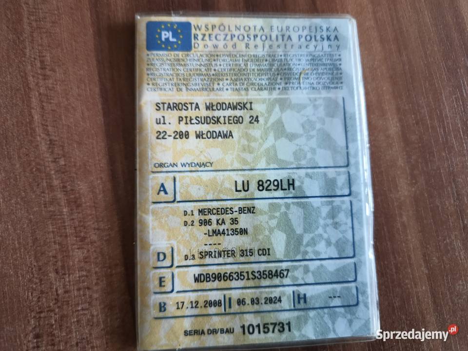 Sprinter 906 blaszak bez silnika i skrzyni Wołoskowola