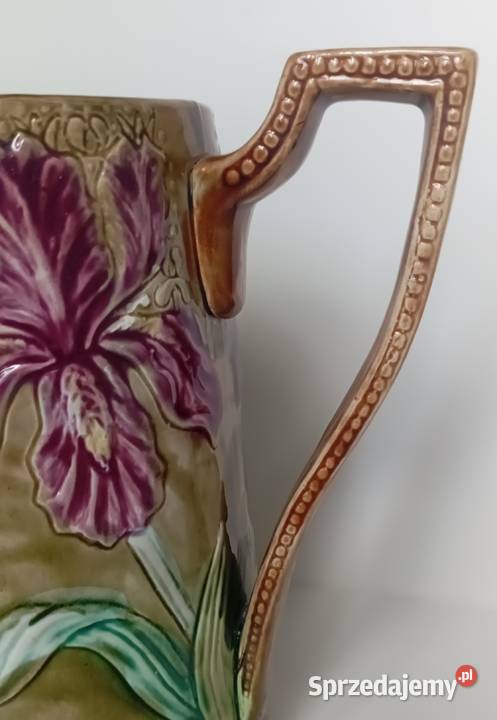 Antyczny dzban Onnaing z kwiatami irysów w Porcelana i szkło Lublin