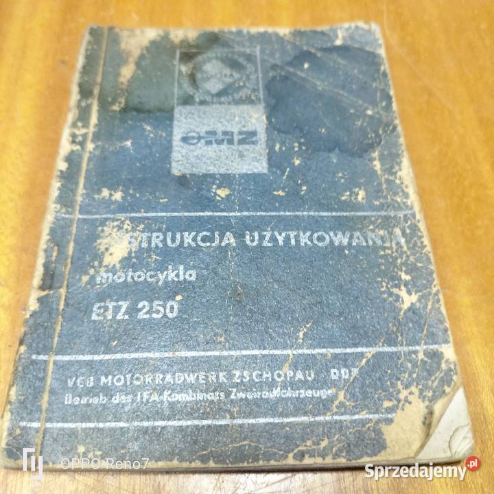 Instrukcja obsługi MZ ETZ 250 DDR Łubno