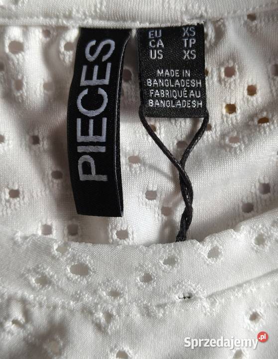 Nowy damski Tshirt ażurowy PIECES XS Bluzki i koszule Toruń