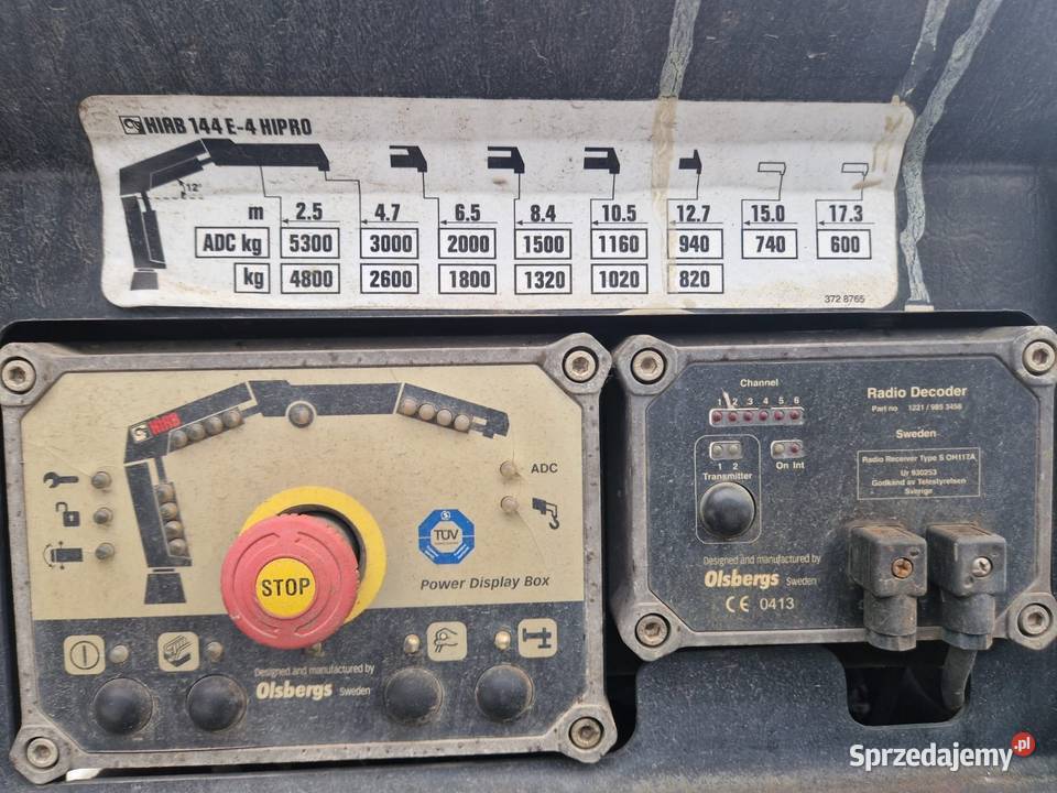 DAF XF dźwig budowlany HIAB sterowany radiowo Dźwigi, podnośniki Lubomierz