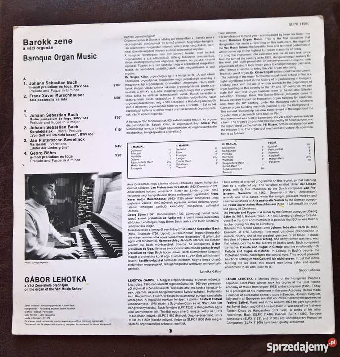 Płyta Winylowa Barogue Organ Muzic Gabor Lehotka Wrocław
