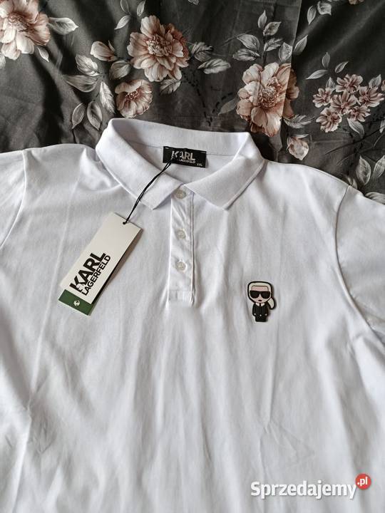Koszulka polo Karl Lagerfeld kolor biały rozmiar biały Odzież i bielizna męska Białystok