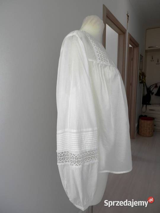 Bluzka HM Kremowa Haft Ażur Boho Nowa z Metka XL Łomża