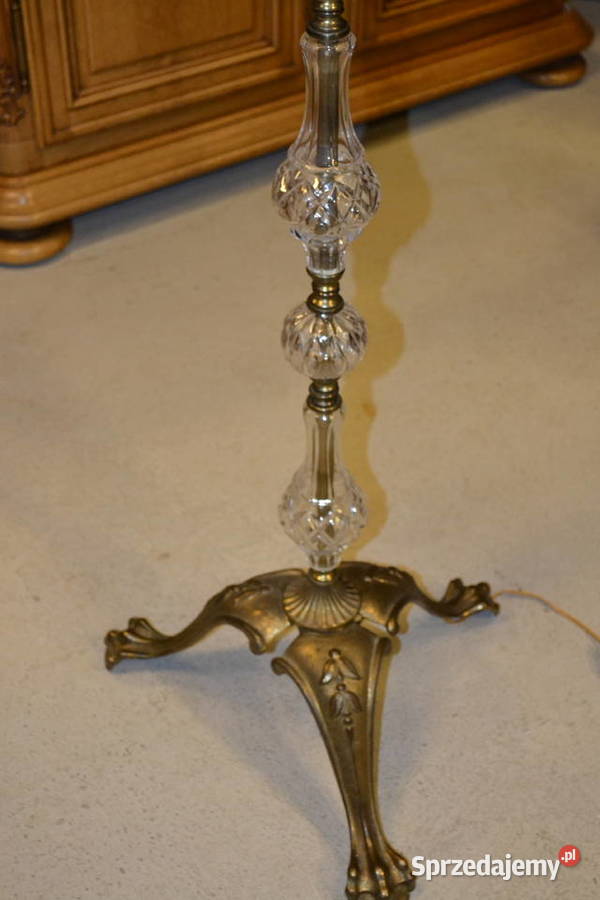 lampa stojąca z abażurem kryształ