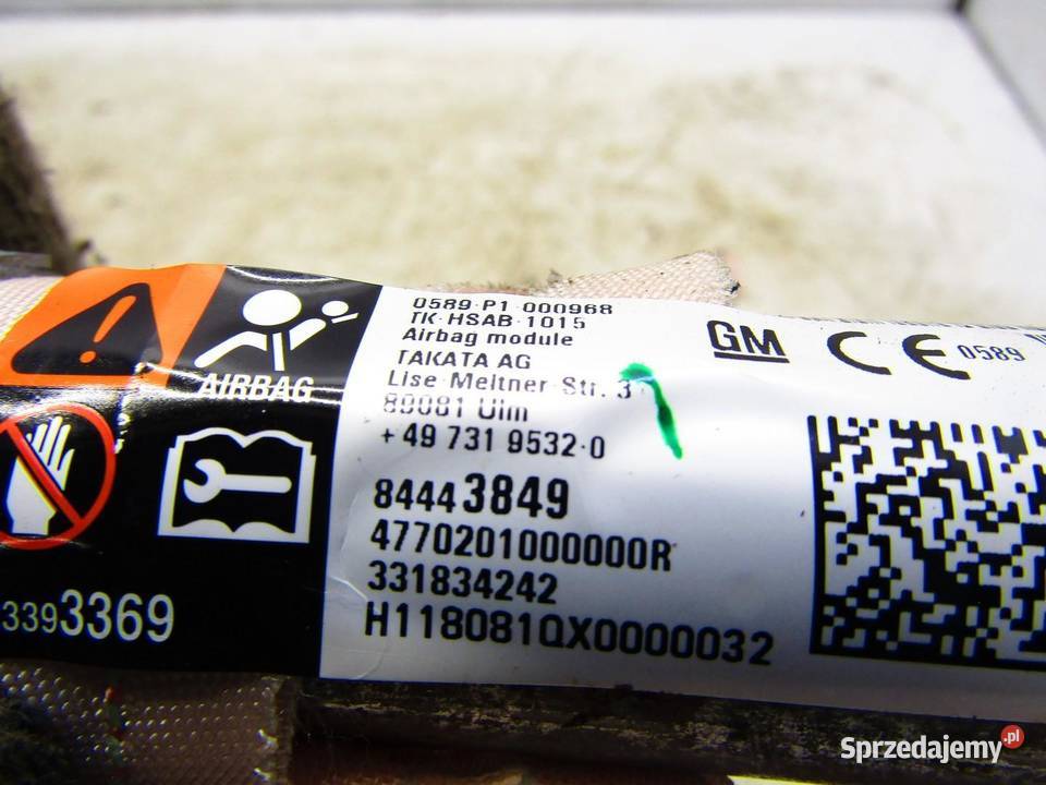 KURTYNA POWIETRZNA AIRBAG PRAWA PRAWE OPEL