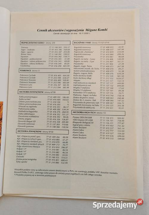 Katalog Akcesoria Renault Megane Kombi Puławy sprzedam