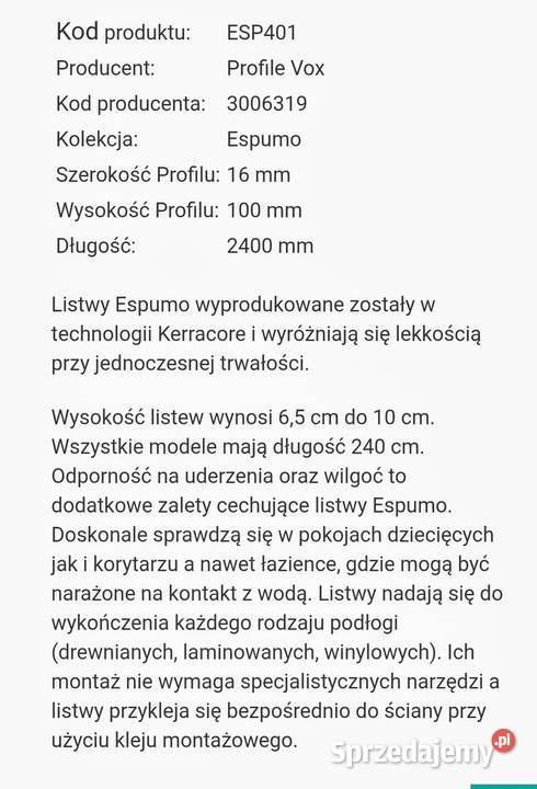 Listwa przypodłogowa poliuretanowa mazowieckie Warszawa