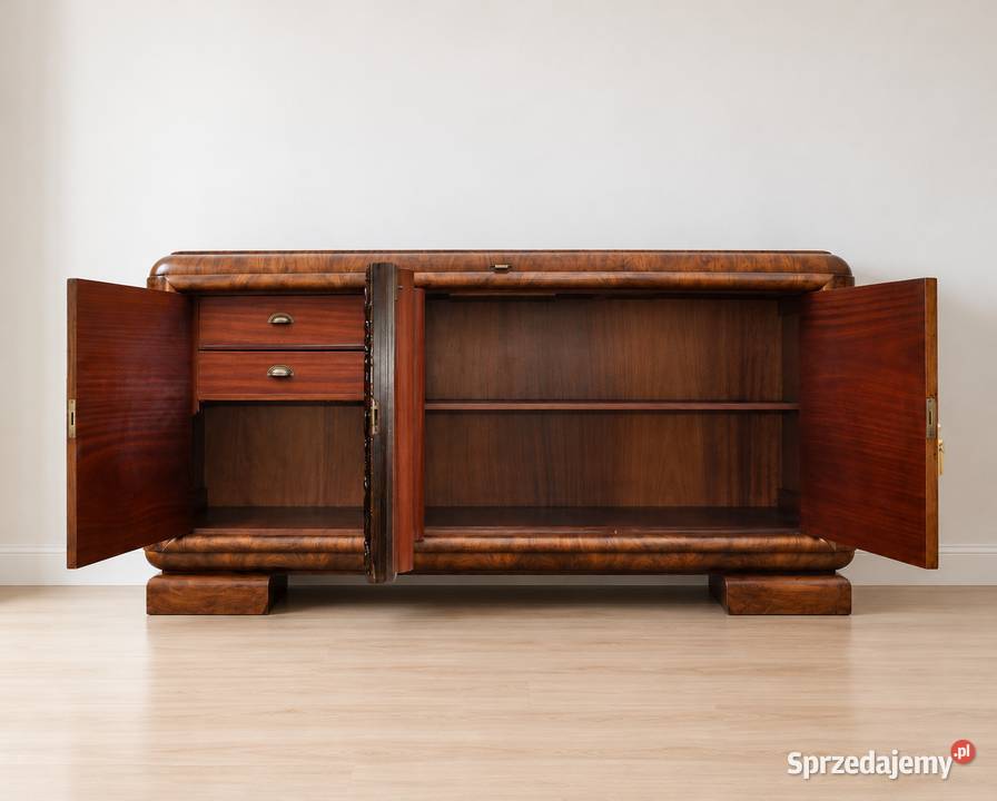 Komoda duża Art Deco antyk rzeźby