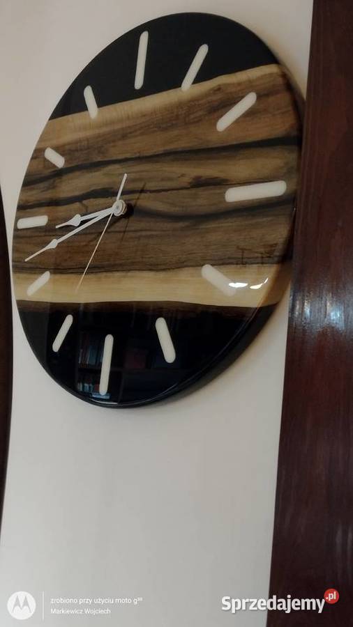 Zegar rękodzieło Drewno z żywicą Zamość