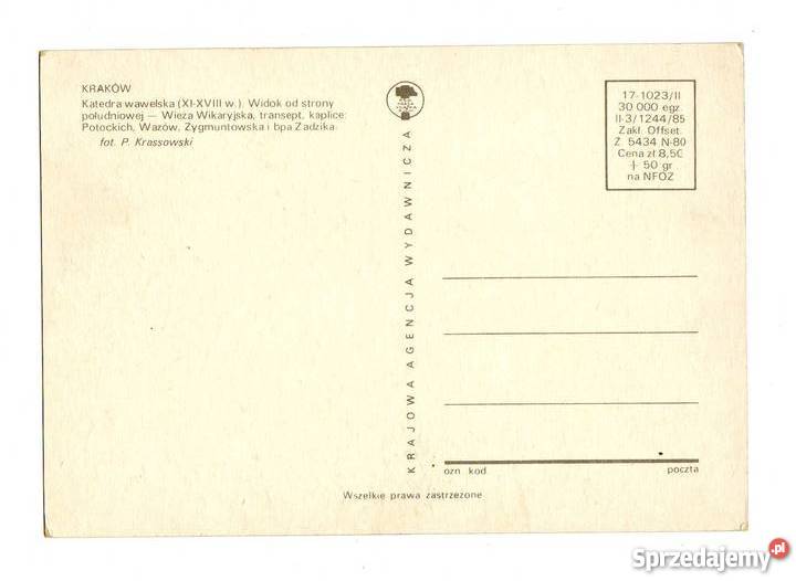 KRAKÓW WIEŻA WIKARYJSKA POCZTÓWKA Krynki sprzedam