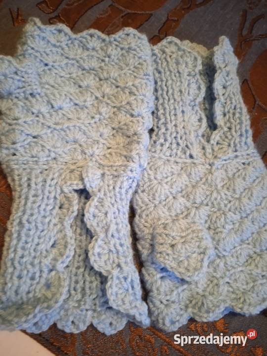 CIEPŁE MITENKI ROZBIELONY GOŁĘBI BŁĘKIT Dla kobiet Piła sprzedam