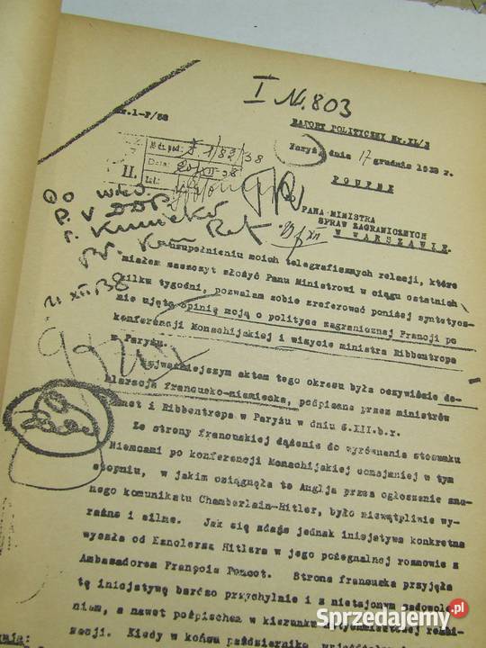 Polnische Dokumente zur Vorgeschichte des Antykwariat śląskie Czeladź