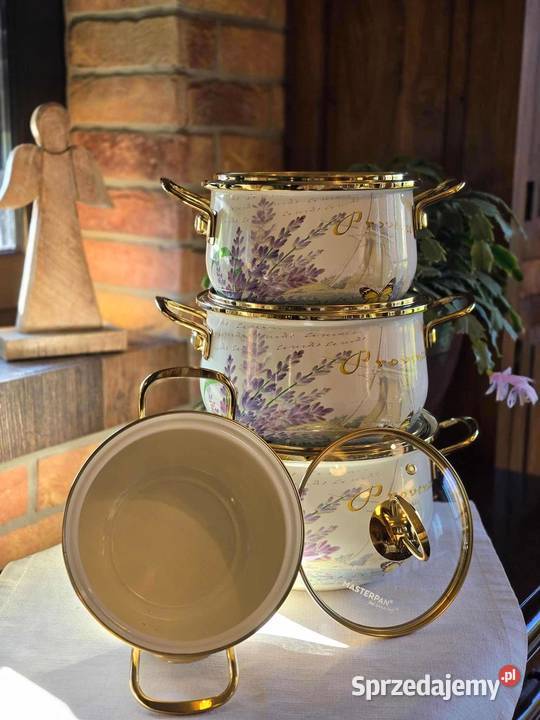 Garnki marmur białe kremowe lawenda 4 zachodniopomorskie Szczecin