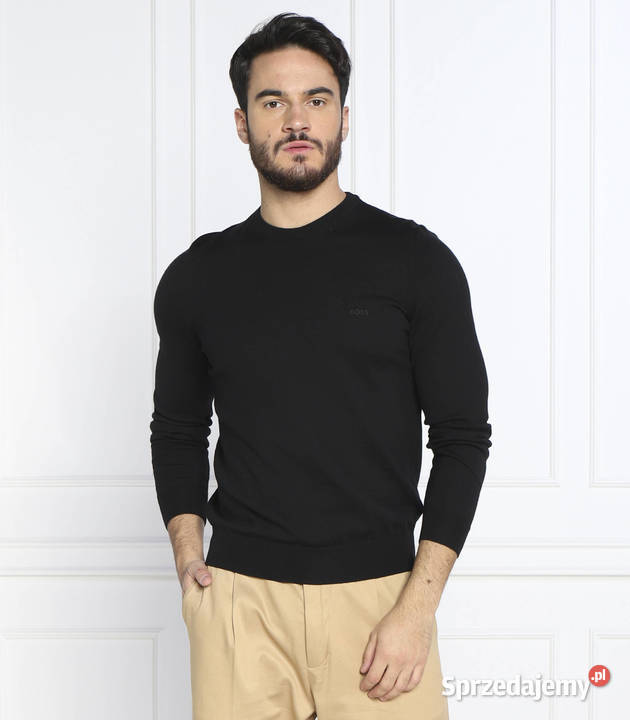 Sweter bawełniany Hugo Boss regular fit czarny długi podlaskie Białystok