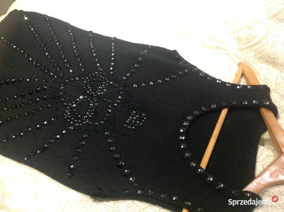 Efektowana Czarna Mini Sukienka Sweterkowa lubuskie