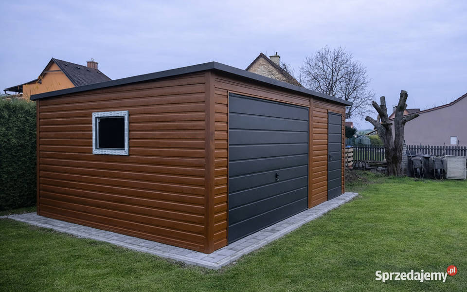 Garaż Blaszany 5x5m Drewnopodobny Spad na Tył Zielona Góra