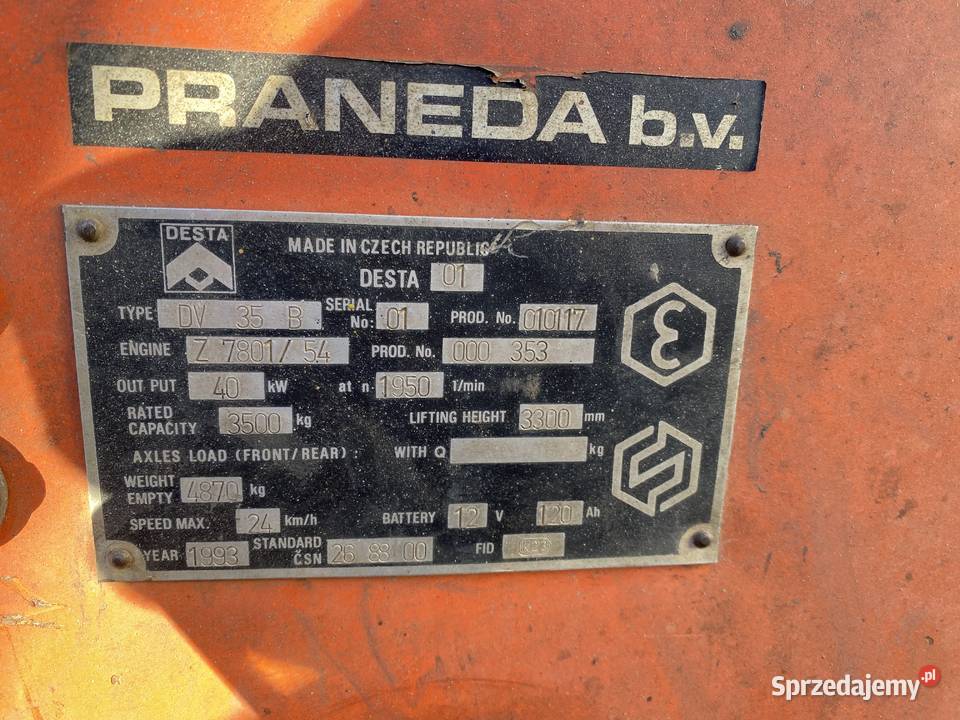 Wózek widłowy Desta DV35B oryginał 3500 udźwigu Rogów