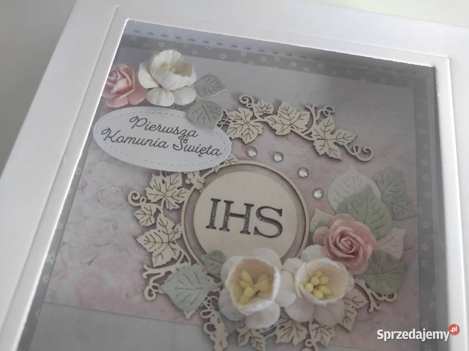 Kartka w pudełku ręcznie robiona na Komunię Rękodzieło Łódź