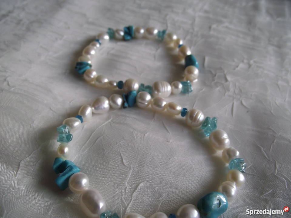 DWIE BRANSOLETY Z PEREŁ TURKUSÓW I CHRYZOKOLI Piła