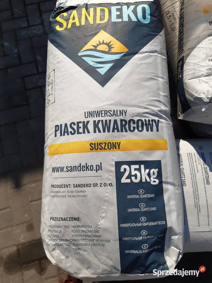 Piasek kwarcowy suszony w workach po 25kg frakcji 0,1 do 0,5 i 0,5 do 1,0