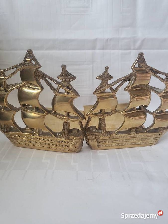 Antyk Podpórki do książek OKRĘT VICTORY mosiądz łódzkie Łódź