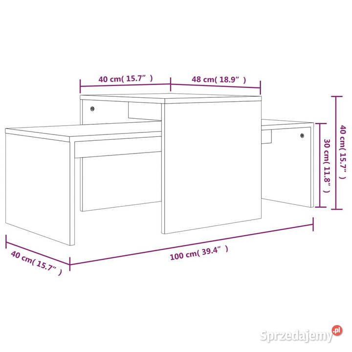 Stolik kawowy brązowy dąb 100x48x40 materiał Stoły Warszawa