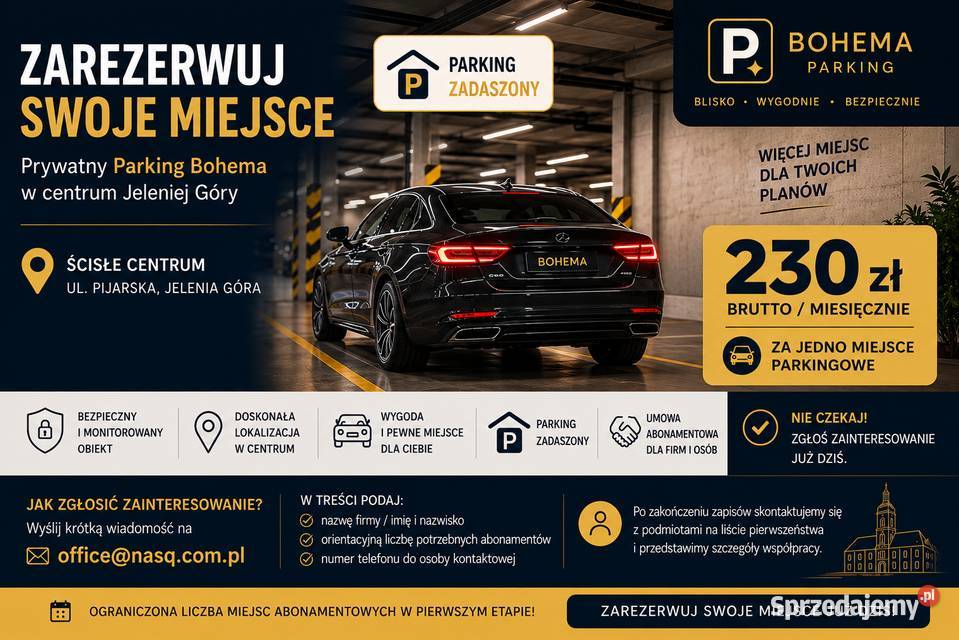 Parking zadaszony / centrum Jeleniej Góry / ul. Pijarska