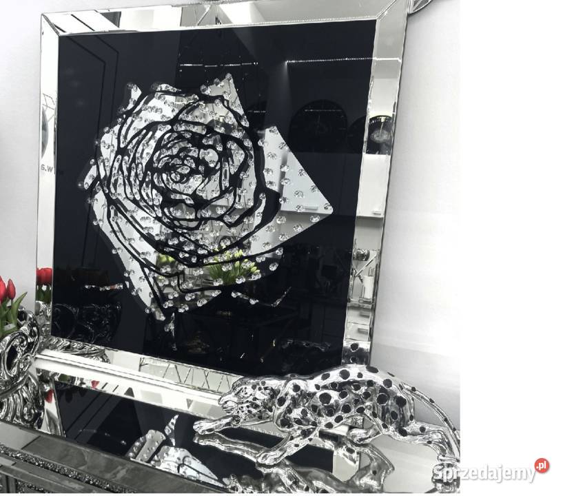 Lustrzany obraz z kryształkami Glamour Róża Golkowice