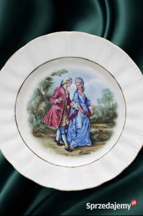 Angielska porcelana kostna dekoracyjny talerz ze Porcelana i szkło Pabianice
