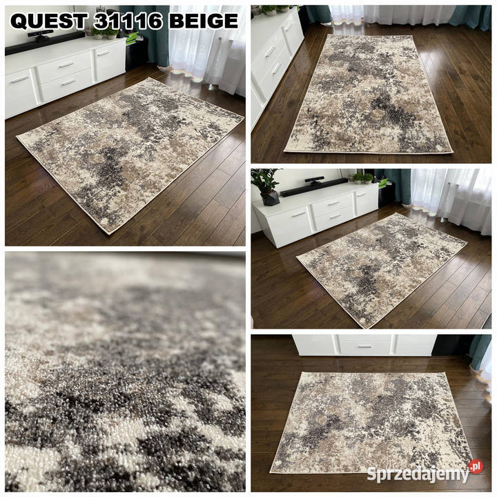 GĘSTY DYWAN 120X170 QUEST 31116 RÓŻNE WYMIARY beżowy Białystok sprzedam