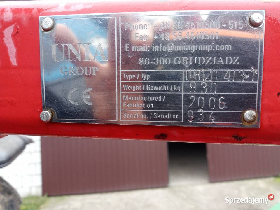 Pług UNIA TUR 120 40 resor mazowieckie Iłża