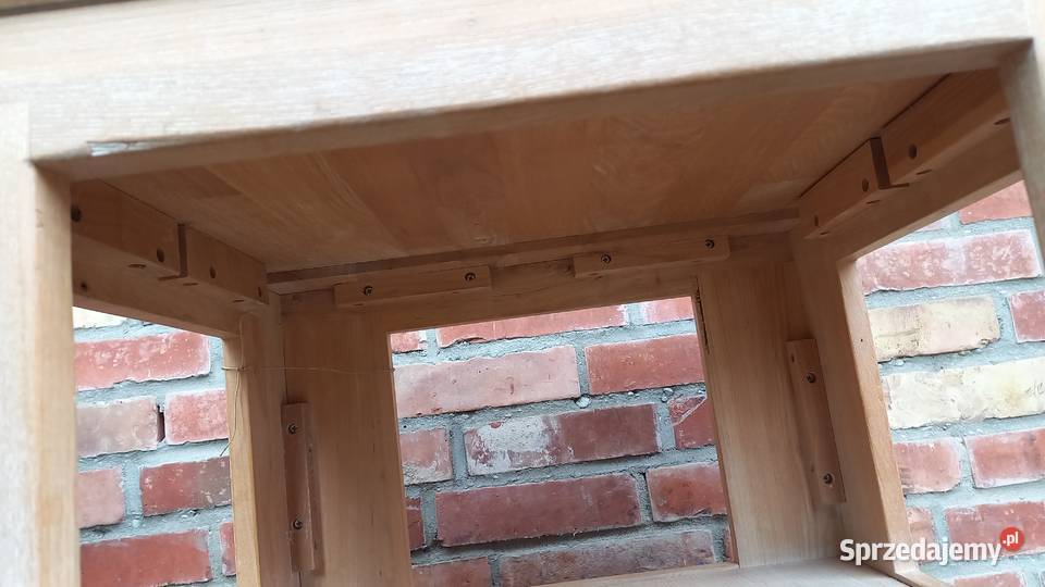 Stolik drewniany kawowy kwadratowy z półką 2 Gawroniec