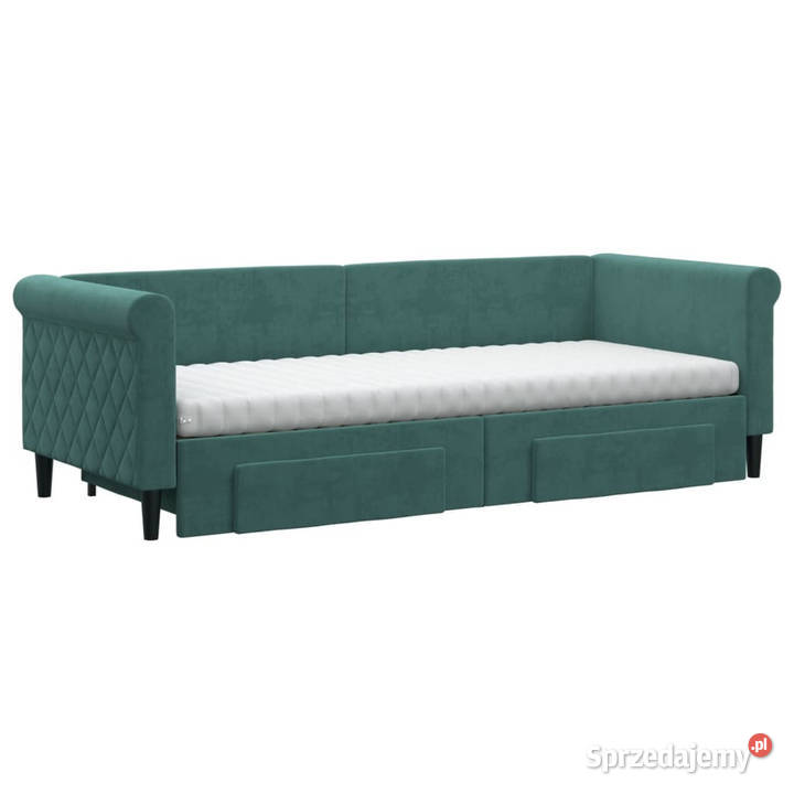 Sofa rozsuwana z szufladami ciemnozielona sprzedam