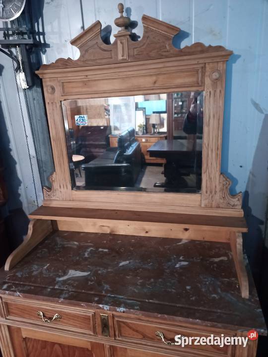 Toaletka z Lustrem Kryształowym i Marmurem Dąb Kozy