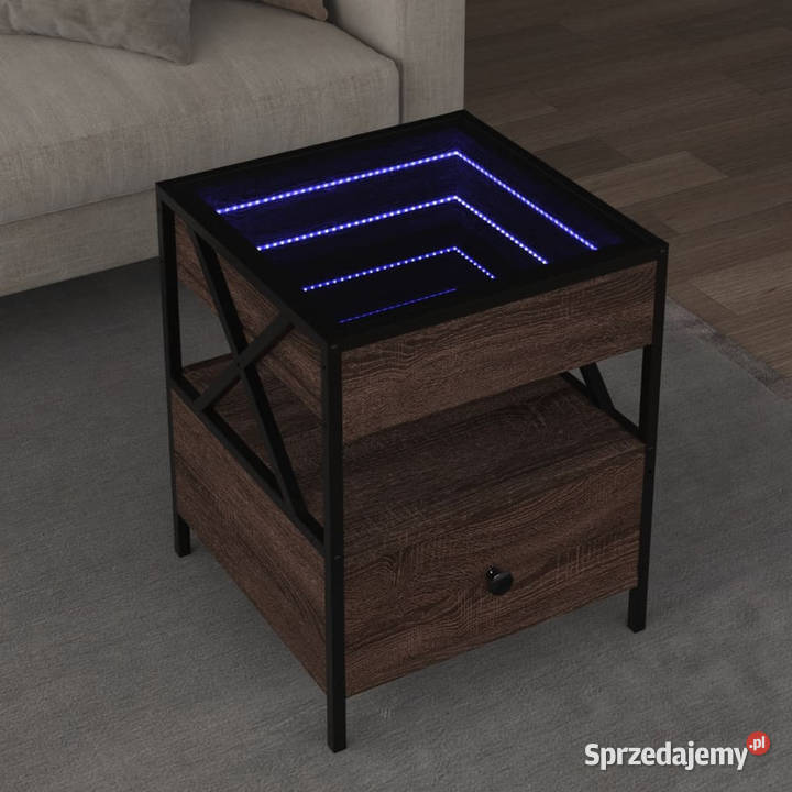 Stolik kawowy z LED Infinity brązowy dąb Stoły Warszawa
