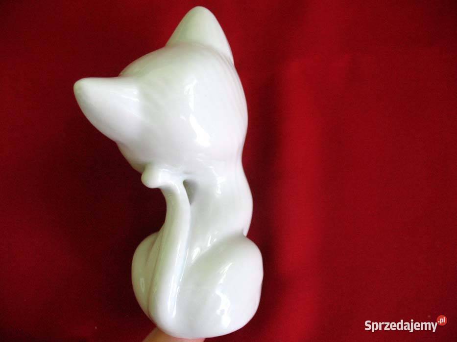 Kot z różową kokardą Figurka ceramika 11 x 7 x 5 Siedlce