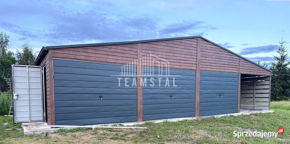 GARAŻ BLASZANY 9m x 5m Wiata 3m 2x drzwi 3 Bramy 549zł/m2 Nowogard