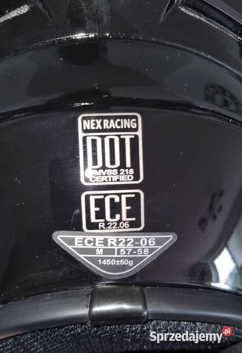 Kask NEX Racing fullface błyszczący czarny Reda