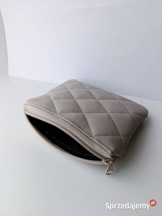 Kosmetyczka saszetka skórzana pikowana beżowa Konin sprzedam