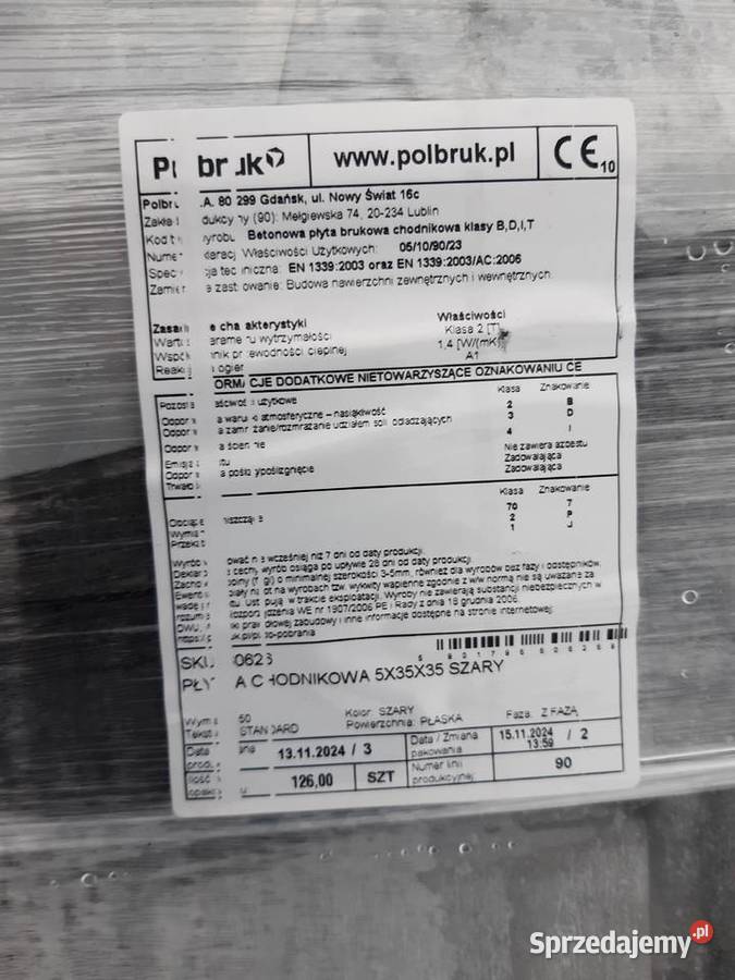 Płytka chodnikowa 5x35x35 szara Łęczna