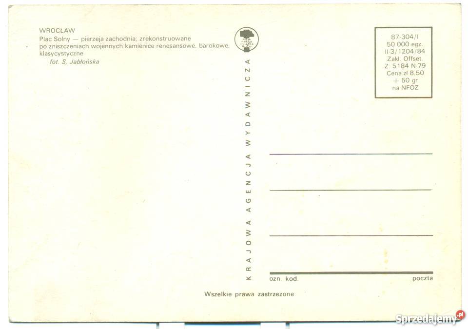 Pocztówka Wrocław Plac Solny Żuk Fiat Łada