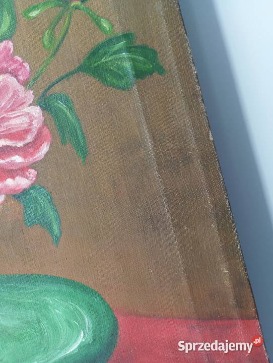 Obraz olejny kwiaty w wazonie styl old money Obrazki i obrazy Obrazki i obrazy Warszawa