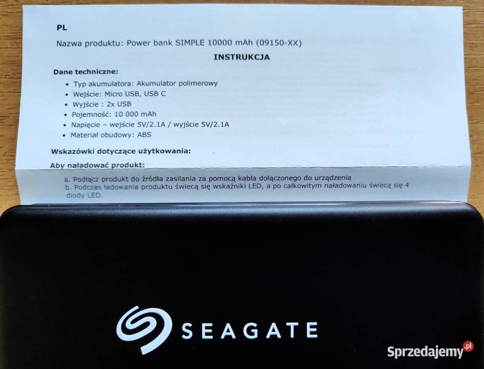 Power bank Simple 10000 mAh Seagate09150XX Łódź
